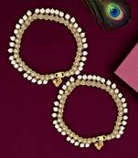 Gold plated white beaded flower design anklet