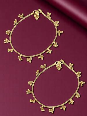 Gold plated thin bell anklet 1