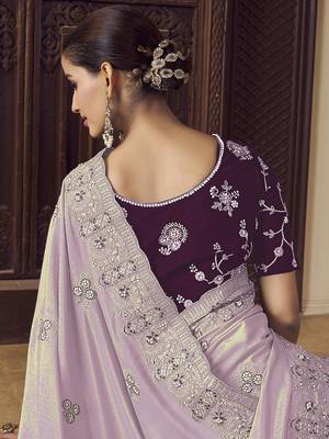 Lavender georgette party wear saree with blouse fabric  3
