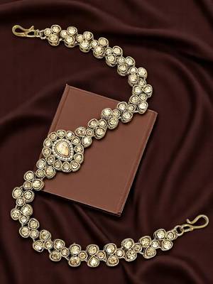 Gold plated stone studded matha patti 1
