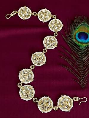 Gold plated stone studded circle shape matha patti 1