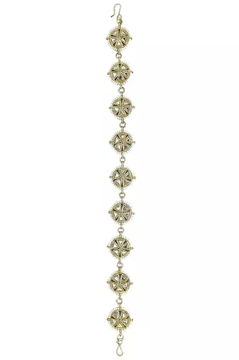 Gold plated stone studded circle shape matha patti