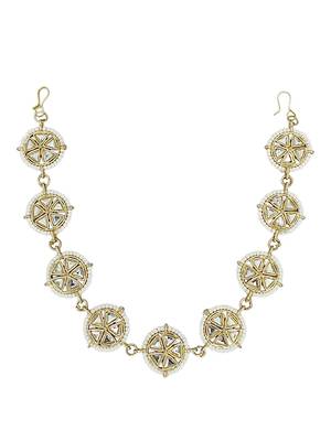 Gold plated stone studded circle shape matha patti 3
