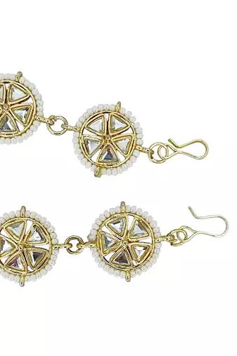 Gold plated stone studded circle shape matha patti