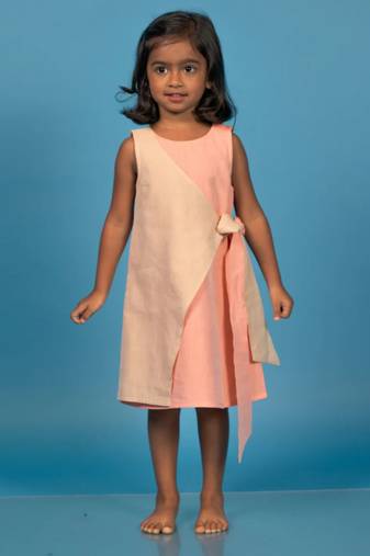 Peach and blue shades of sweetness cotton dress
