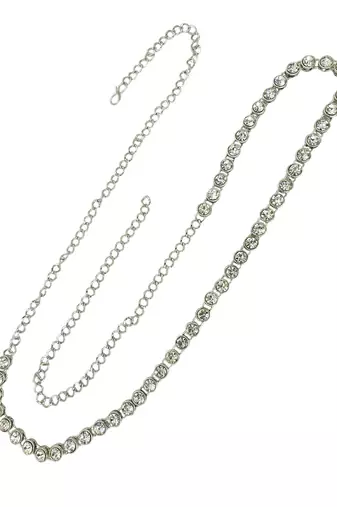 Silver plated stone studded waist chain kamarbandh