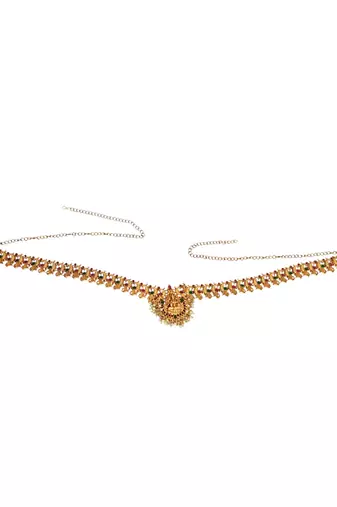Gold plated temple, peacock design waist chain kamarbandh