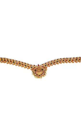 Gold plated temple, peacock design waist chain kamarbandh