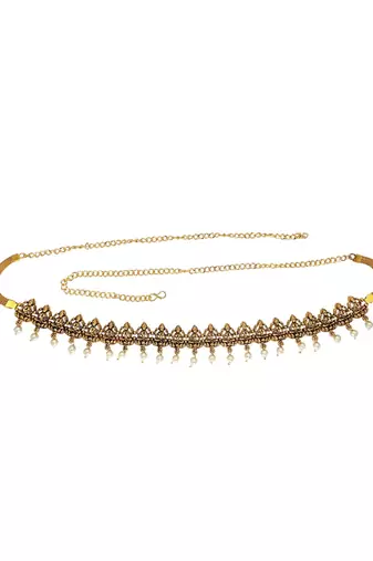 Gold plated temple design waist chain kamarbandh