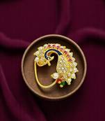 Gold plated peacock design clip on nosepin