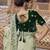 Pista green fancy organza party wear saree with blouse fabric 