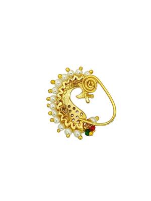 Gold plated peacock design clip on nosepin 2