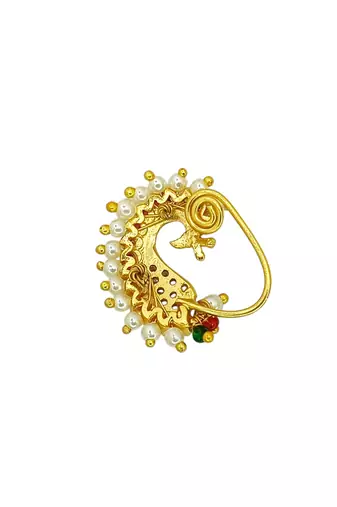 Gold plated peacock design clip on nosepin