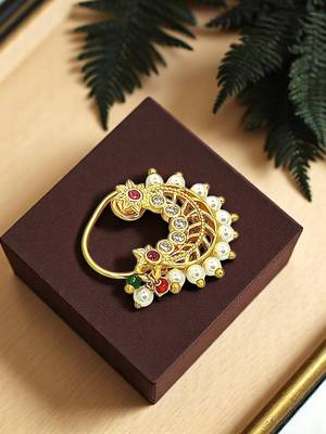 Gold plated filigree work clip on nosepin 1
