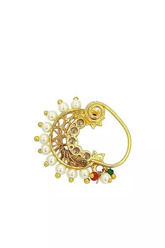 Gold plated filigree work clip on nosepin