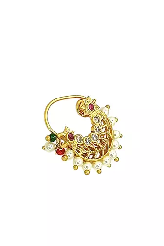Gold plated filigree work clip on nosepin