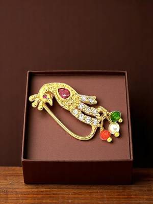 Gold plated peacock design nose pin ring 1