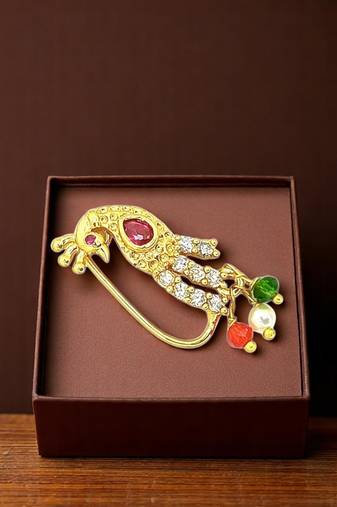 Gold plated peacock design nose pin ring
