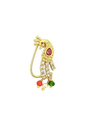 Gold plated peacock design nose pin ring 2