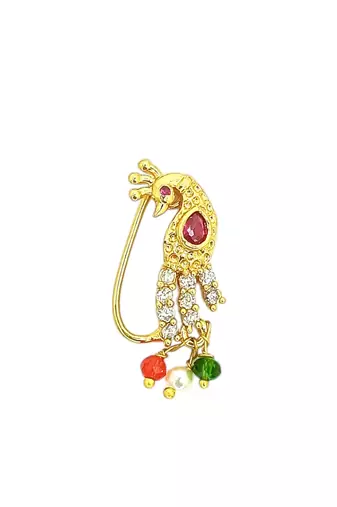 Gold plated peacock design nose pin ring