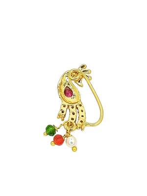Gold plated peacock design nose pin ring 3