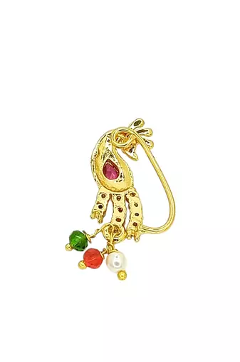 Gold plated peacock design nose pin ring