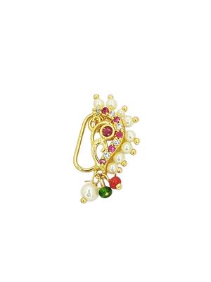 Gold plated maharashtrian clip on nosepin 2