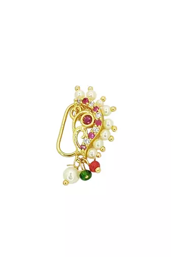 Gold plated maharashtrian clip on nosepin