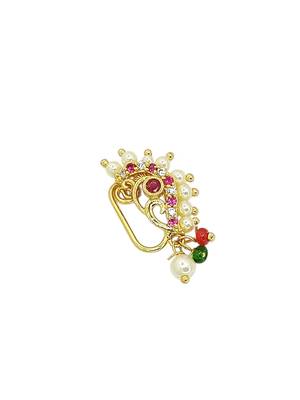 Gold plated maharashtrian clip on nosepin 3