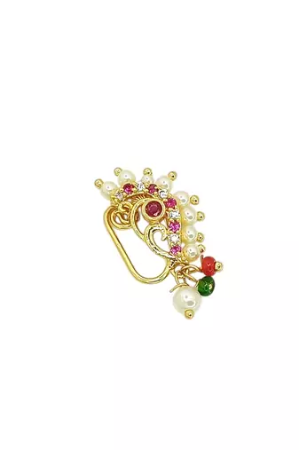 Gold plated maharashtrian clip on nosepin