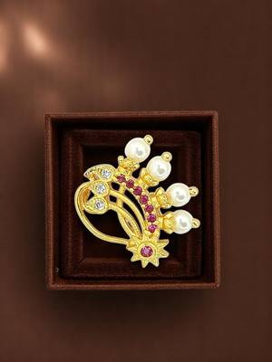Gold plated cubic zircon studded clip on nosepin 1