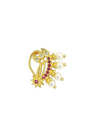 Gold plated cubic zircon studded clip on nosepin 2