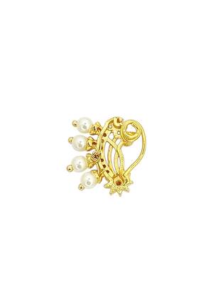 Gold plated cubic zircon studded clip on nosepin 3