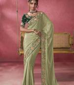 Pista ice georgette party wear saree with blouse fabric 