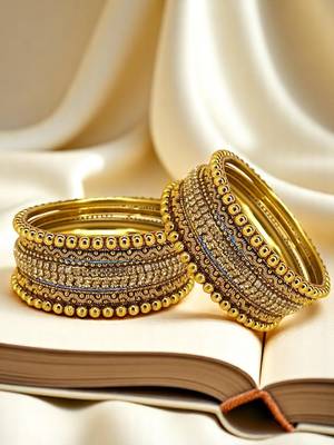 9blings set of 10 gold plated ball chain bangle set 1