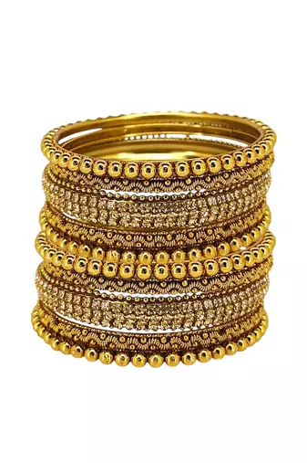 9blings set of 10 gold plated ball chain bangle set