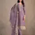 Purple embroidered sequins resham zari work organza salwar kameez