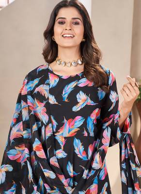 Black printed georgette anarkali suit 5