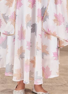 White printed georgette anarkali suit 3