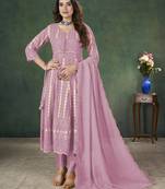 Pink lakhnavi sequins zari resham georgette anarkali suit
