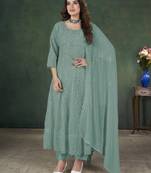 Firozi lakhnavi sequins zari resham georgette anarkali suit