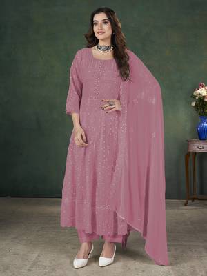 Gajari lakhnavi sequins zari resham georgette anarkali suit 1