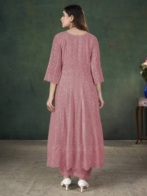 Gajari lakhnavi sequins zari resham georgette anarkali suit 2