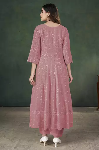 Gajari lakhnavi sequins zari resham georgette anarkali suit