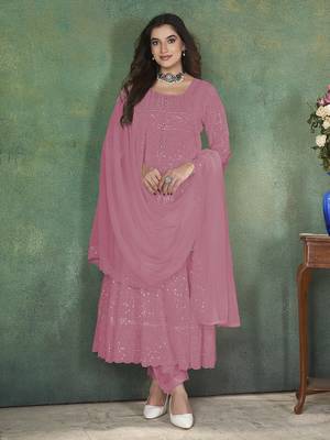 Gajari lakhnavi sequins zari resham georgette anarkali suit 3