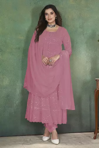 Gajari lakhnavi sequins zari resham georgette anarkali suit