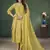 Yellow lakhnavi sequins zari resham georgette anarkali suit