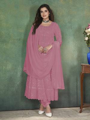 Gajari lakhnavi sequins zari resham georgette anarkali suit 4