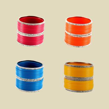 Set of 4  Brass,acrylic, multicolor ,stone stud,bangle combo 1