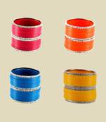 Set of 4  Brass,acrylic, multicolor ,stone stud,bangle combo